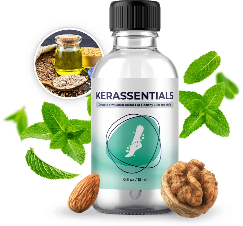 Kerassentials nail and skin oil bottle with natural ingredients