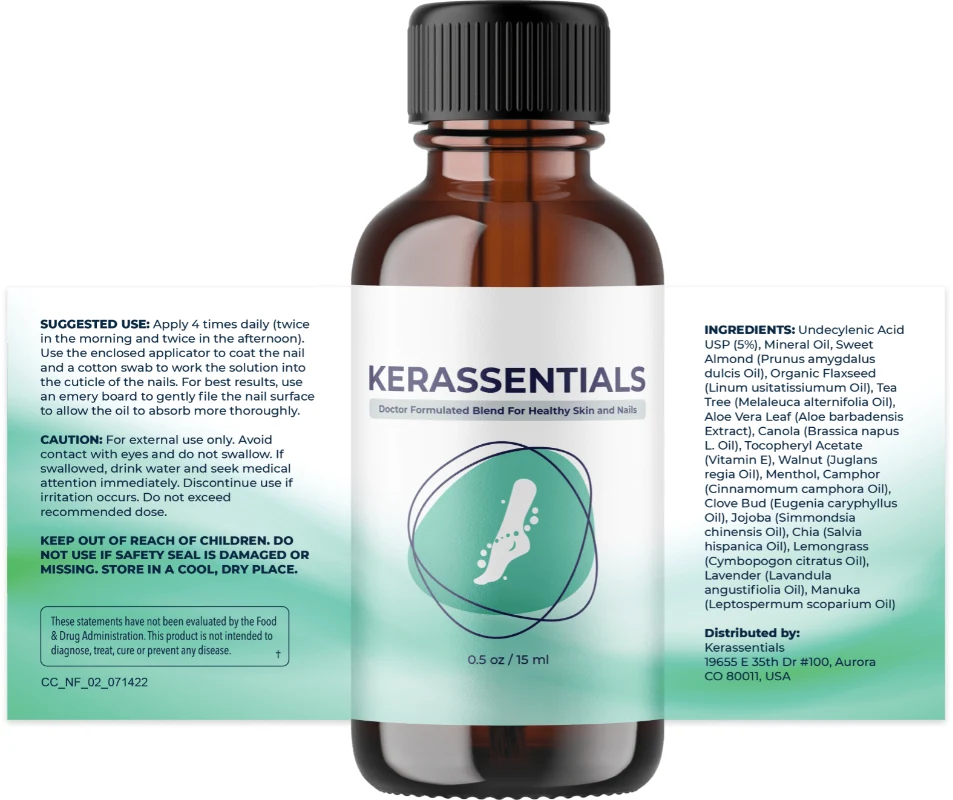 Kerassentials label with suggested use, caution and full ingredient list