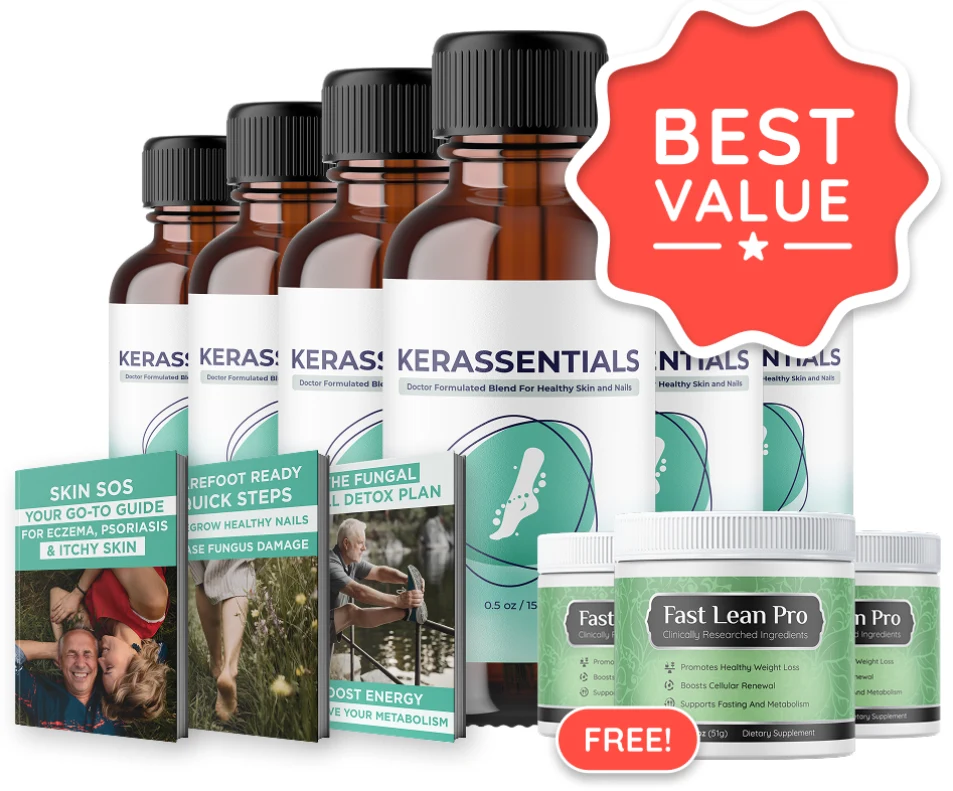 Six bottles of Kerassentials with three bonuses